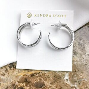 ❤️Kendra Scott Zorte Silver Double Hoop Earrings